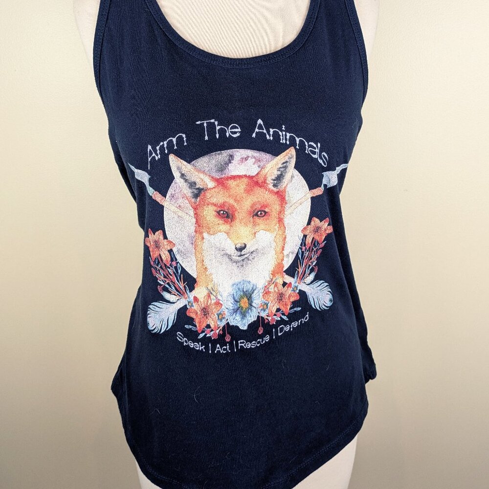 Animal Rights Activism Arm the Animals Tank Top Red Fox  Anti-Cruelty Vegan L